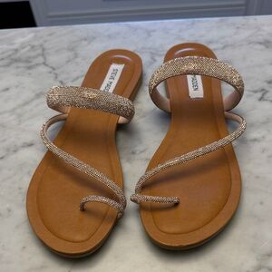 Steve Madden Rose Gold Beaded Strappy Flat Sandals